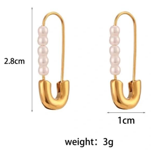 NEW 18K GOLD HOOP PEARL EARRINGS, BEAUTIFUL EARRINGS, CUTE EARRINGS. - Picture 6 of 6